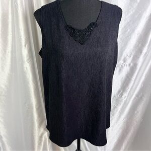 Vintage Black Sleeveless Tank Top – Whimsigoth Boho Fairycore Aesthetic (Large)